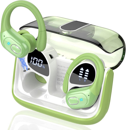 Wireless Earbuds 75hrs Bluetooth 5.4 Headphone Sport, 2025 Bluetooth Earbuds Stereo Deep Bass Over Ear Bud with Earhooks, ENC Noise Cancelling Mic, IPX7 Waterproof Earphone, Royal Blue