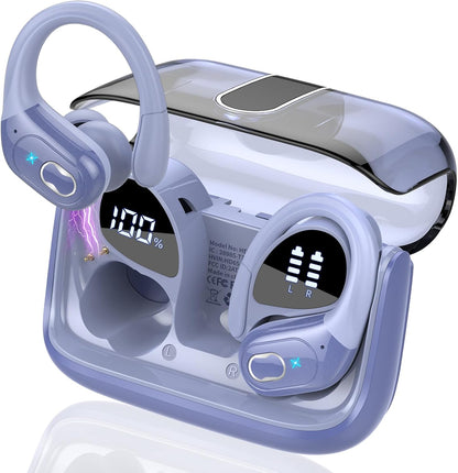 Wireless Earbuds 75hrs Bluetooth 5.4 Headphone Sport, 2025 Bluetooth Earbuds Stereo Deep Bass Over Ear Bud with Earhooks, ENC Noise Cancelling Mic, IPX7 Waterproof Earphone, Royal Blue