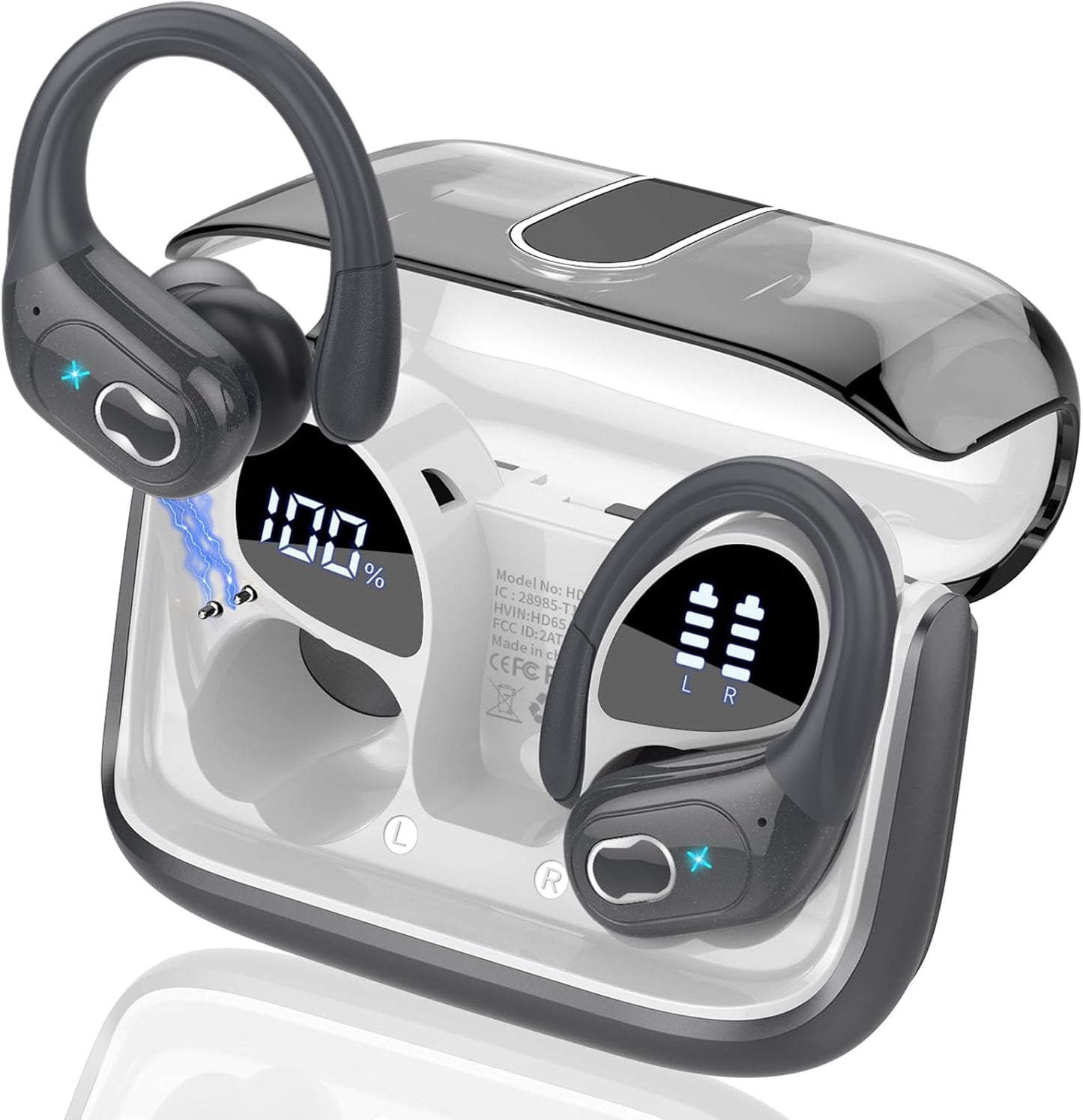 Wireless Earbuds 75hrs Bluetooth 5.4 Headphone Sport, 2025 Bluetooth Earbuds Stereo Deep Bass Over Ear Bud with Earhooks, ENC Noise Cancelling Mic, IPX7 Waterproof Earphone, Royal Blue