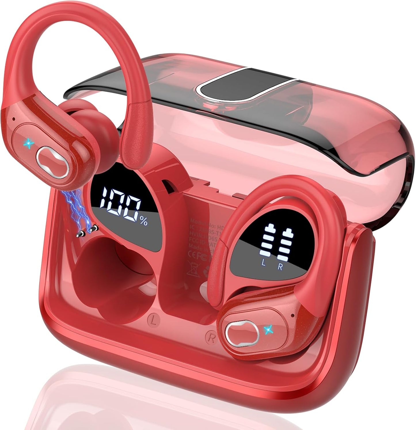 Wireless Earbuds 75hrs Bluetooth 5.4 Headphone Sport, 2025 Bluetooth Earbuds Stereo Deep Bass Over Ear Bud with Earhooks, ENC Noise Cancelling Mic, IPX7 Waterproof Earphone, Royal Blue