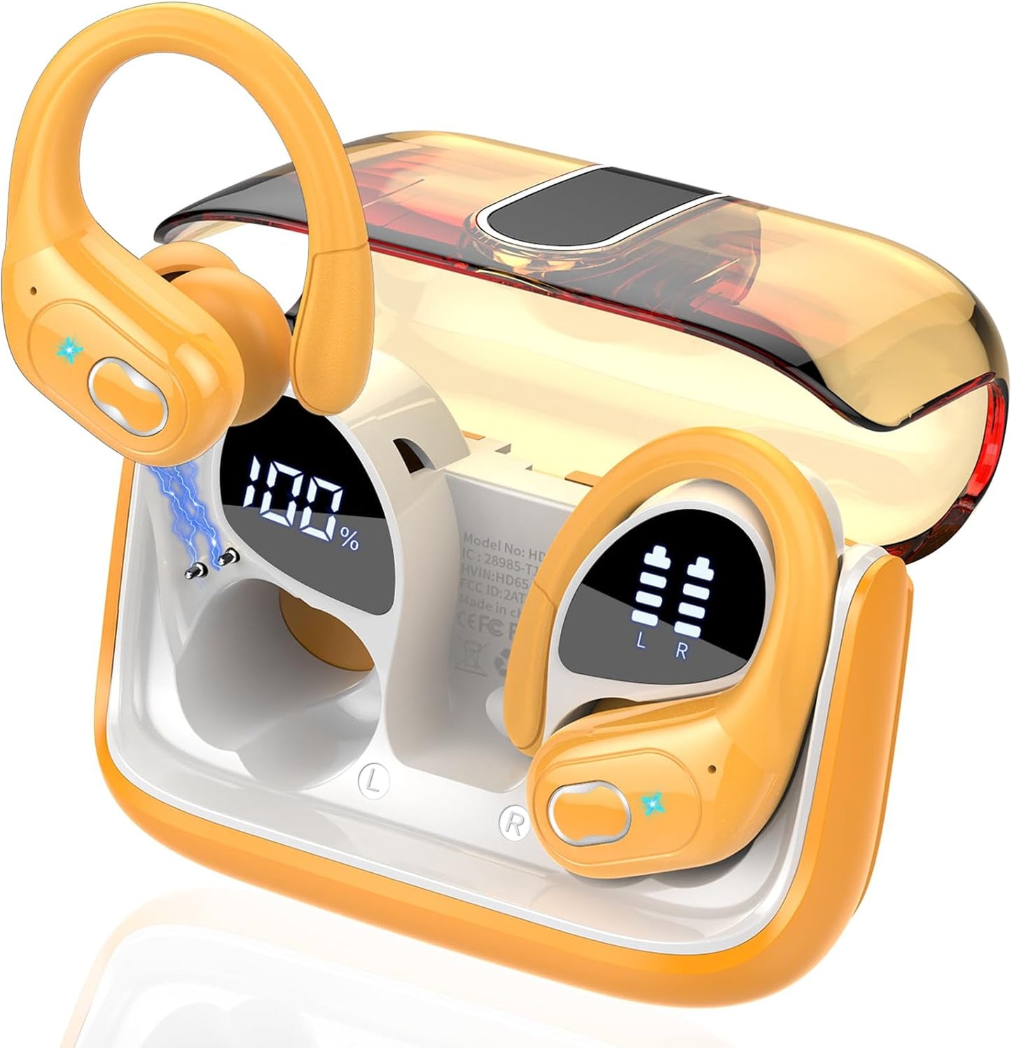 Wireless Earbuds 75hrs Bluetooth 5.4 Headphone Sport, 2025 Bluetooth Earbuds Stereo Deep Bass Over Ear Bud with Earhooks, ENC Noise Cancelling Mic, IPX7 Waterproof Earphone, Royal Blue