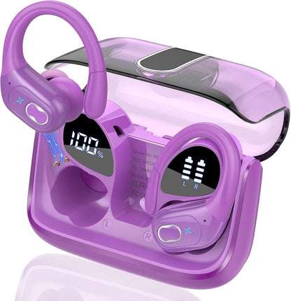 Wireless Earbuds 75hrs Bluetooth 5.4 Headphone Sport, 2025 Bluetooth Earbuds Stereo Deep Bass Over Ear Bud with Earhooks, ENC Noise Cancelling Mic, IPX7 Waterproof Earphone, Royal Blue