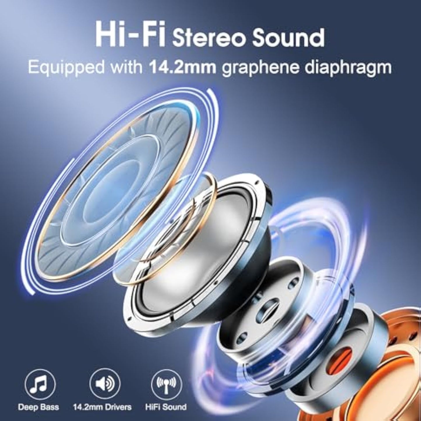 Wireless Earbuds 75hrs Bluetooth 5.4 Headphone Sport, 2025 Bluetooth Earbuds Stereo Deep Bass Over Ear Bud with Earhooks, ENC Noise Cancelling Mic, IPX7 Waterproof Earphone for Workout/Running
