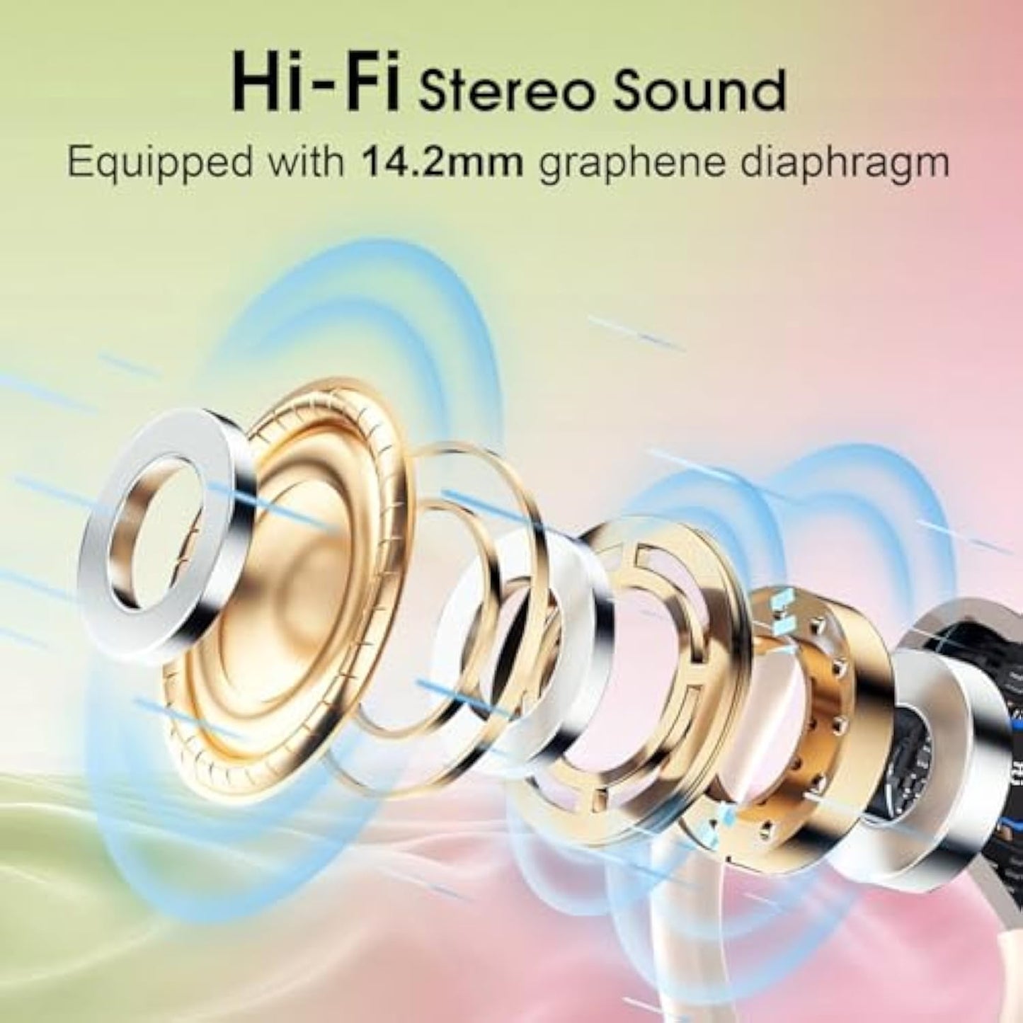 Wireless Earbuds 75hrs Bluetooth 5.4 Headphone Sport, 2025 Bluetooth Earbuds Stereo Deep Bass Over Ear Bud with Earhooks, ENC Noise Cancelling Mic, IPX7 Waterproof Earphone Rose Gold